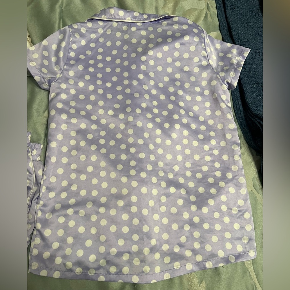 Girls large 10/12 Art Class Lavender Polka Dot Sleepwear polyester 2 piece set - Picture 3 of 10